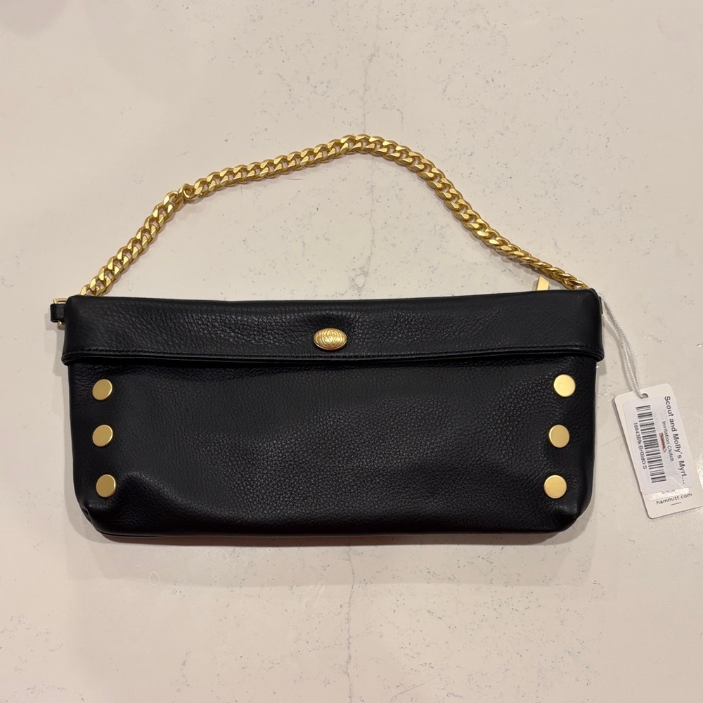 Hammitt Black Leather Bag with Gold Chain and Studs